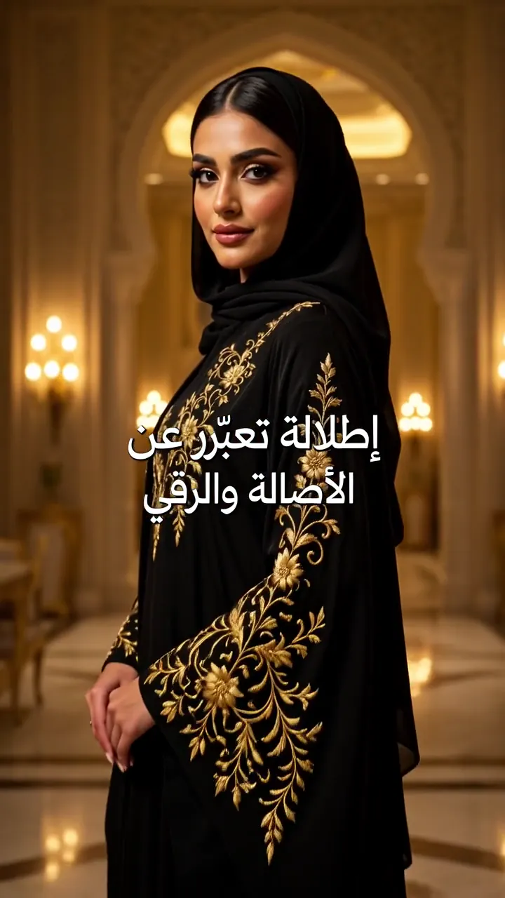 Abaya e dettaglio del ricamo dorato — anteprima video